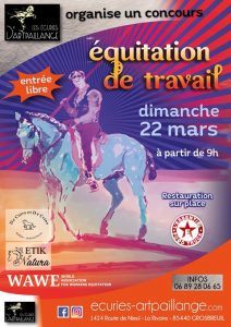 affiche du concours d'équitation de travail aux écuries d'artpaillange à Grosbreuil